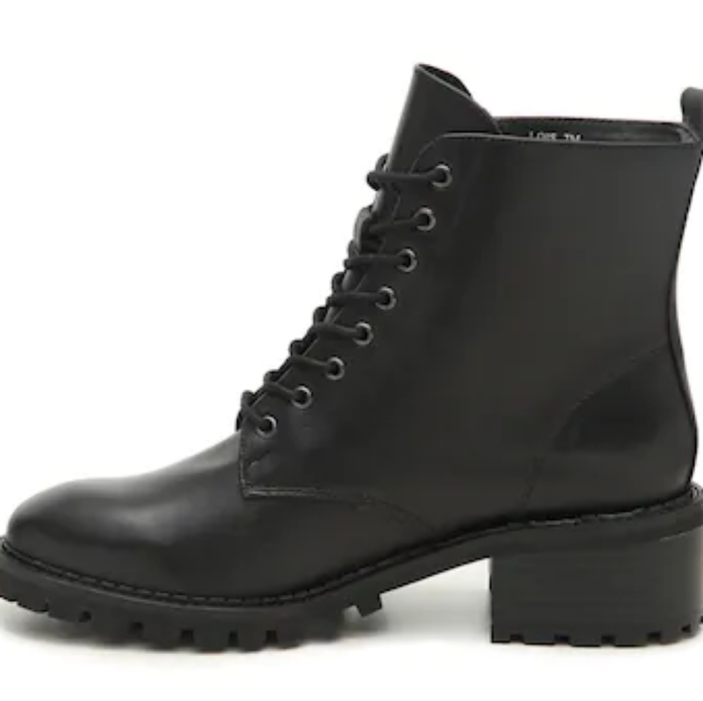 Halston Heritage Black Lois Combat Boots 7.5 - Picture 2 of 9